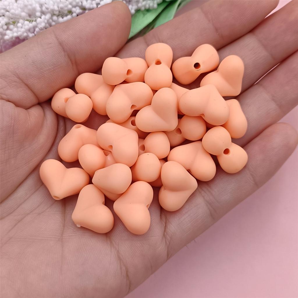 Creative Mobile Phone Chain 9 Color Making Materials Solid Color DIY Jewelry Accessories Creative Fashion Rubber 30Pcs 15x11mm Beads Heart
