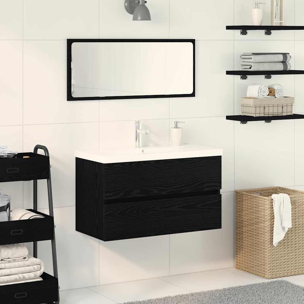 vidaXL Washbasin Cabinet Black Oak Effect 80 x 39 x 62 cm