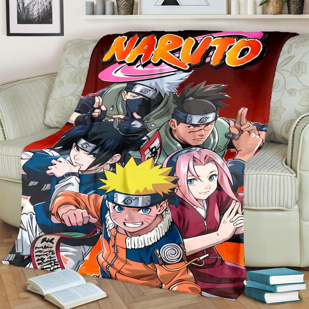Anime-Naruto Print Blanket Warm Comfortable Flannel Blanket for Bedrooms, Sofas, Beds, Chairs, Picnics, Travel -LXR44