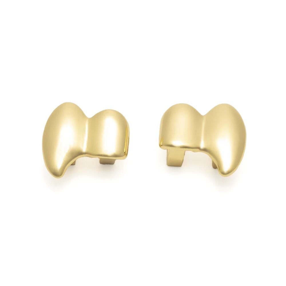 2Pcs/Set Double Glossy Tooth Caps Gold Silver Color Mouth Teeth Grillz  Party Cosplay