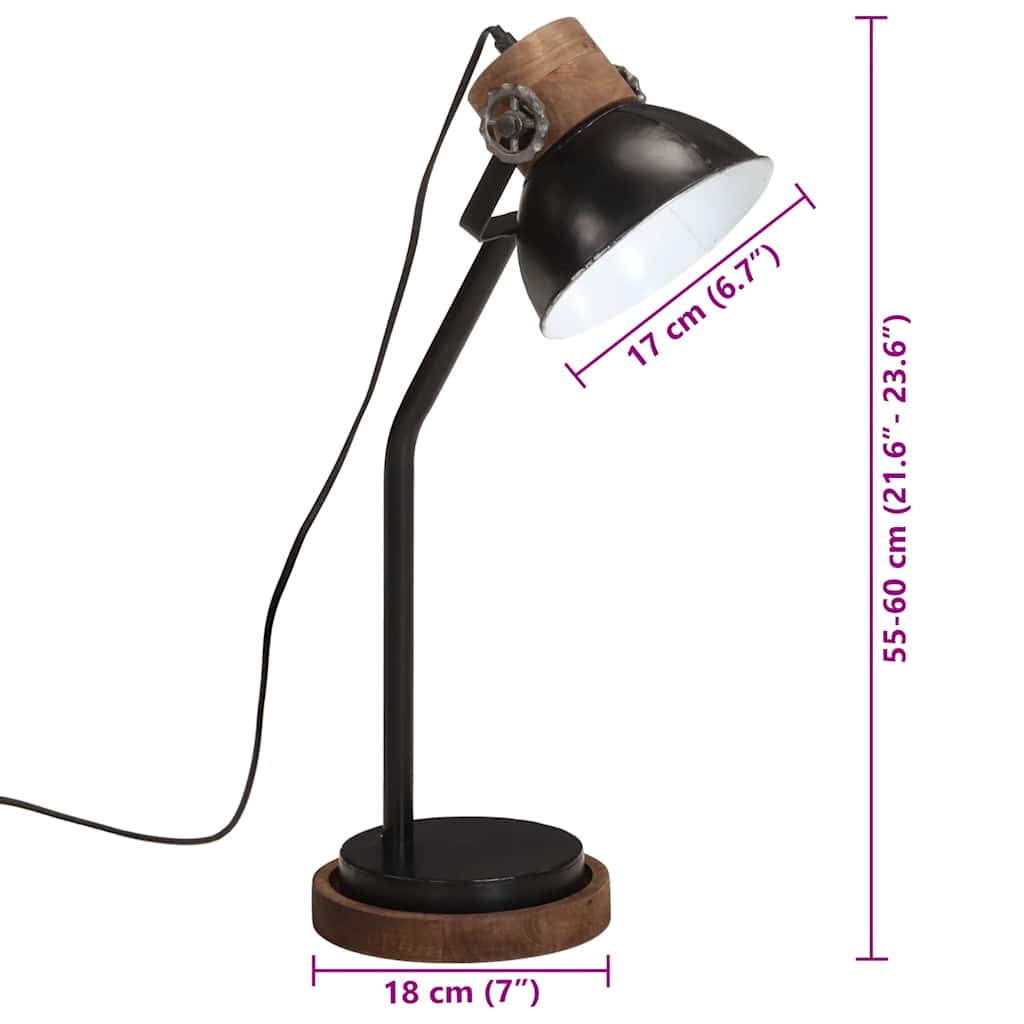 Desk Lamp 25 W Black 18 x 18 x 60 cm E27 Socket
