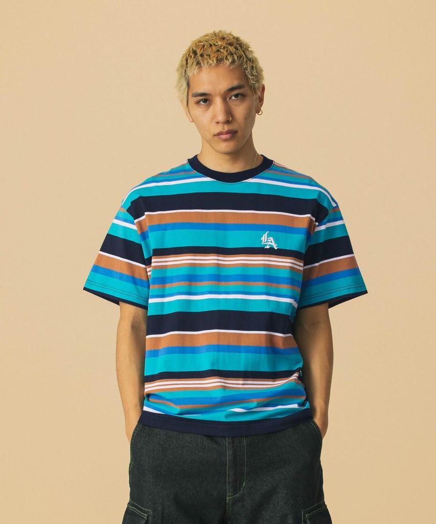 [Extra Large] LA EMBROIDERY STRIPE S/S TEE 101252011024 GREEN XL