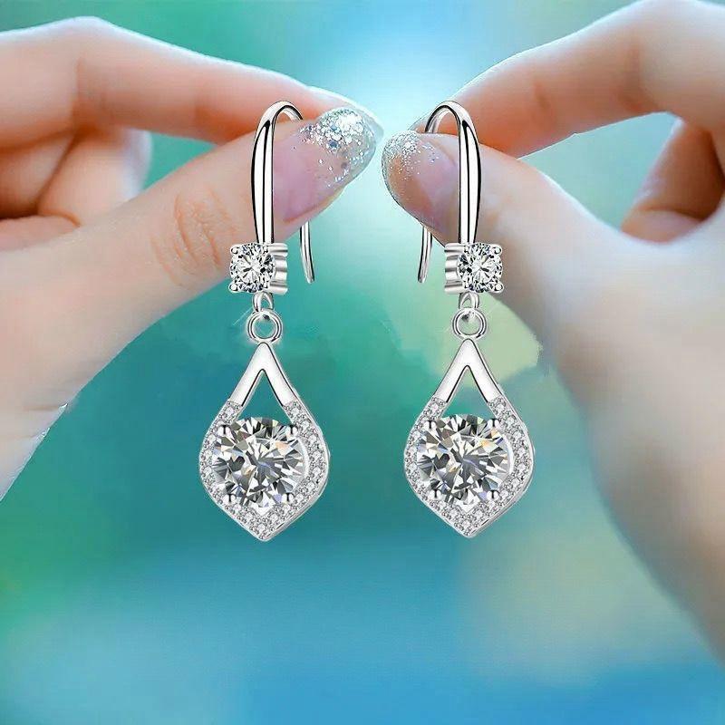 Elegant Korean-Style Zircon Teardrop Earrings for Women