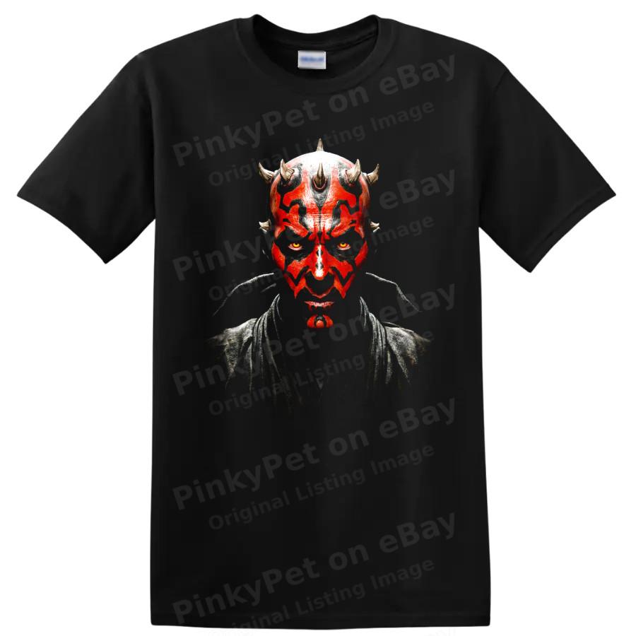 Horned Dark Villain T Shirt w/ Red Black Face Paint Gothic Fantasy Horror Tee
