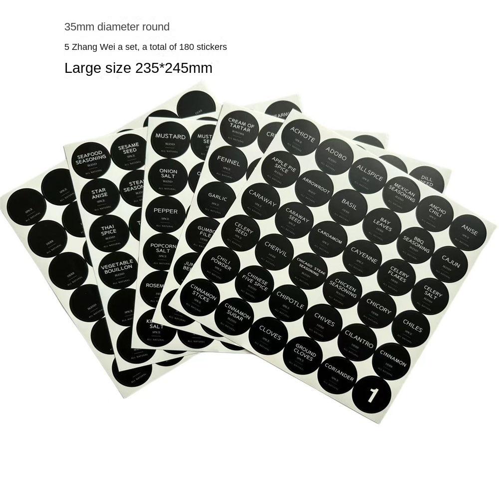 180 шт. 1,38 дюйма, этикетки для банок для специй с принтом, самоклеящаяся наклейка на бутылку приправы, баночки для специй