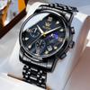 Watch Stylish Chronograph Arm Watch Business Quartz Stainless Steel Band Sapphire Glass Waterproof Luminous Blue Watch for Men Men Watch Best Gift