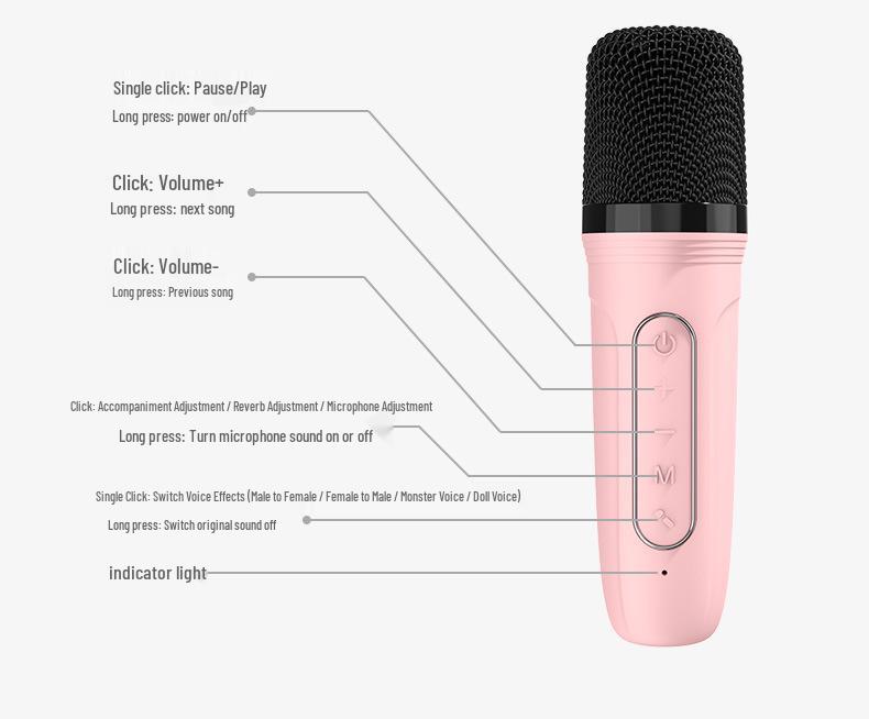 Мини-динамик P3 Bluetooth с беспроводным микрофоном для домашнего караоке