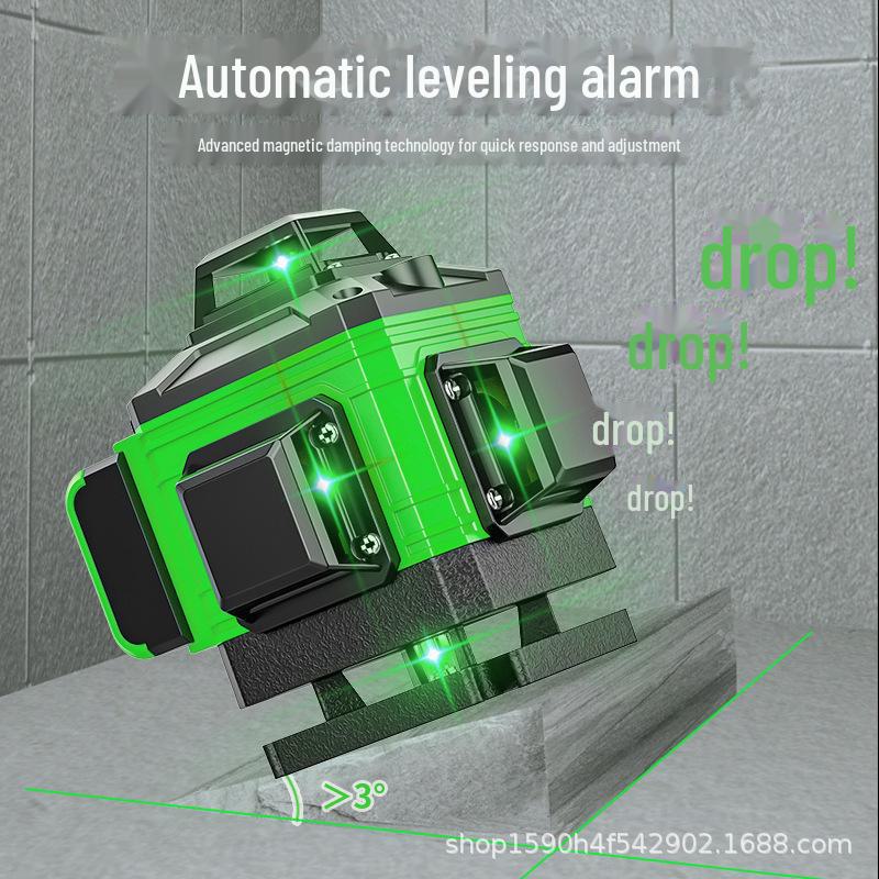 Высокоточный 16-линейный лазерный уровень с 12 зелеными световыми линиями для автоматического выравнивания пола и стен