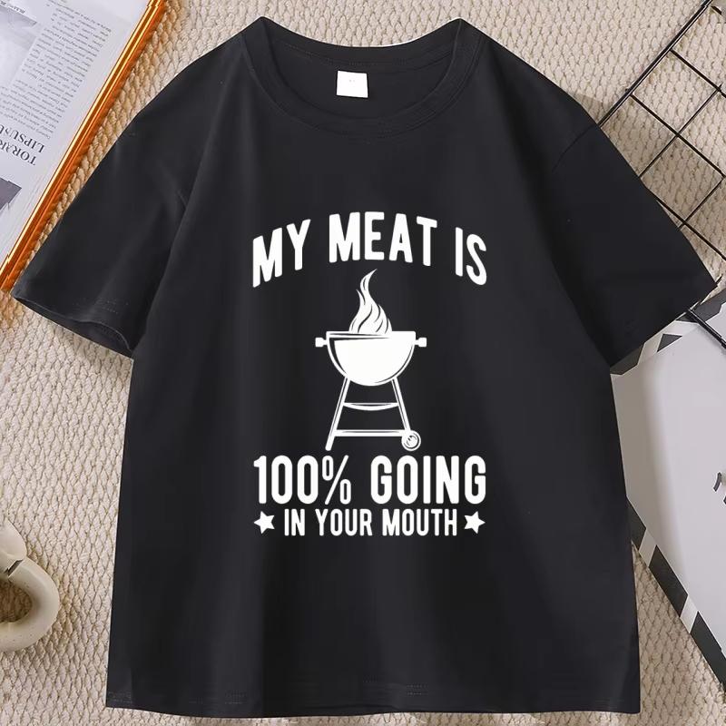 Tshirt My Meat Enters Your Mouth Funny Cotton Short Sleeve TShirt Golf Tshirt for Unisex and WOMEN Loose Streetwear Clothes Tops