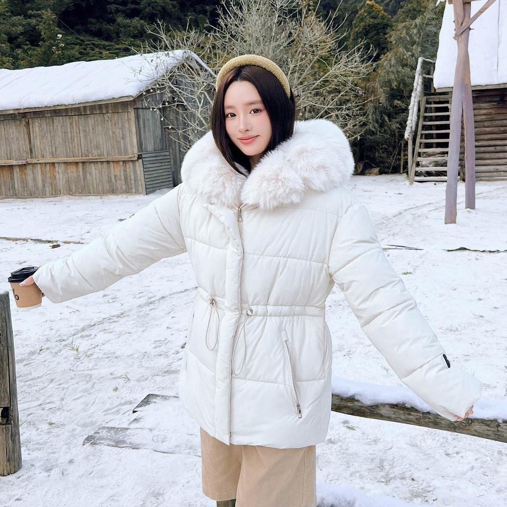 New loose waist and thin big fur collar cotton clothes women's high-end warm jacket winter thickened temperament