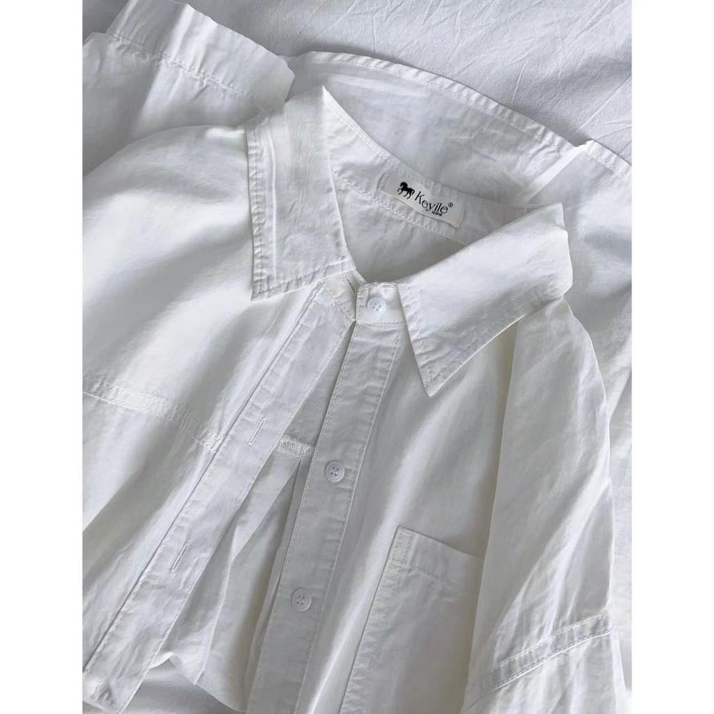 Женская рубашка Dopamine из 100% хлопка, однотонная, с длинными рукавами, универсальная верхняя одежда на осень и весну, свободный крой