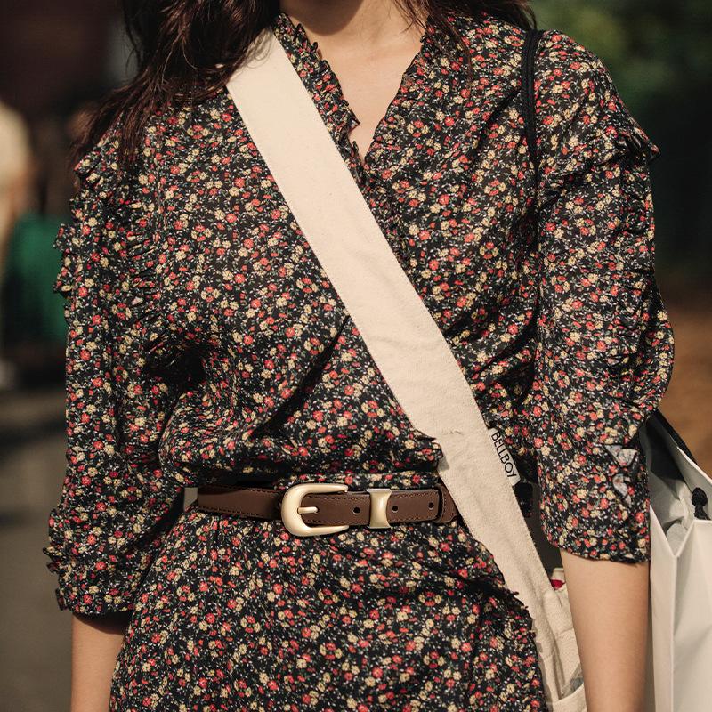 Vintage Matte Cowhide Women'S Genuine Leather Belt Casual Pants Jeans Premium Women'S Belt