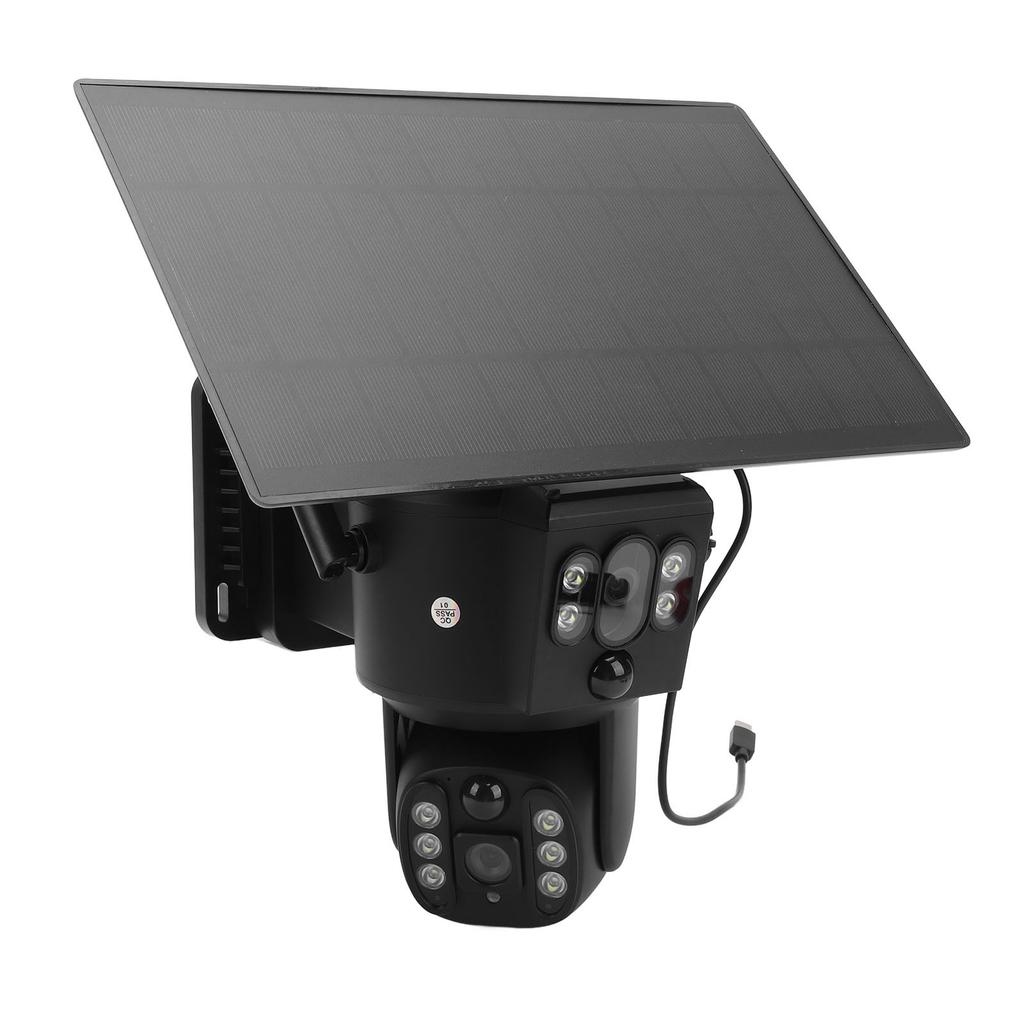Solar Security Camera 8MP 4K Dual Lens Wireless Full Color Night Vision 2 Way Talk Human Detection I