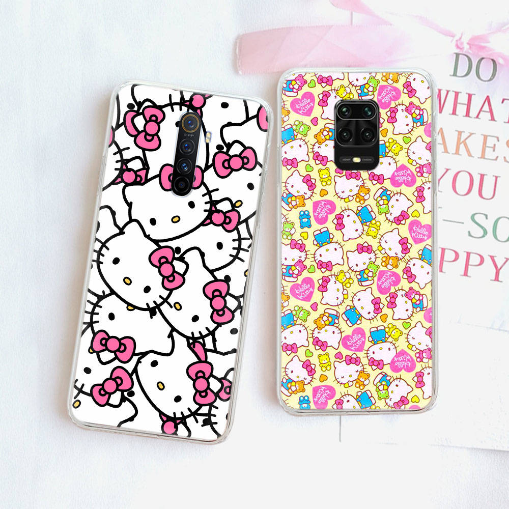JZ19 Hello Kitty Прозрачный чехол для Samsung A04 A14 A23 M33 M53 Realme 10 9 C35 C55 VIVO Y02 X80 Infinix Hot 30 Note 11 Tecno Spark 8P Pro