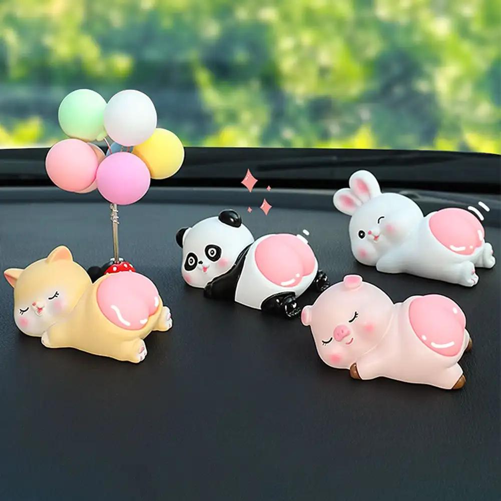 Симпатичные украшения для автомобиля, 3D-игрушки для приборной панели, куклы, игрушки, панда, кошка, кролик, свинья, украшения, подарки, аксессуары для салона автомобиля