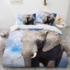 Small Elephant Duvet Cover Set 3D Print Cute Kawaii Wild Animals King Queen Size for Kids Teens Adults Animal Lover Bedding Set