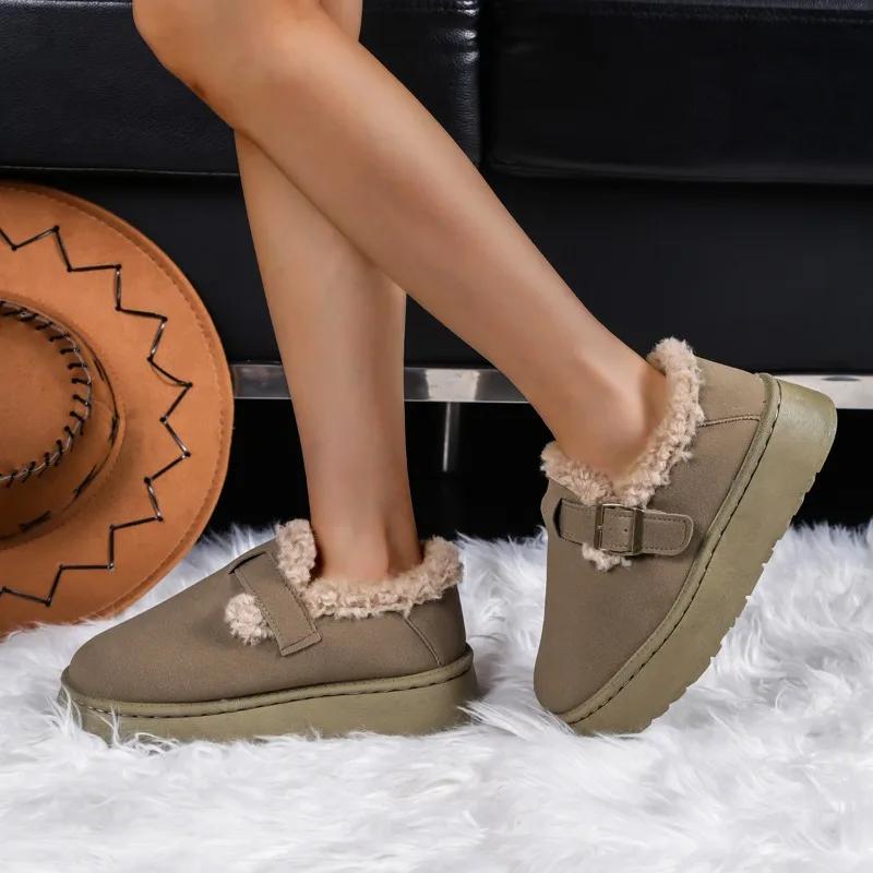 Мода 2024 года. Новые женские зимние ботинки на толстой подошве. Зимние ботильоны. Удобные плюшевые теплые повседневные модные женские ботинки.