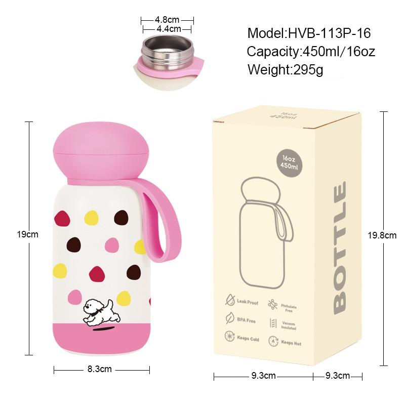 450ml Vacuum Insulated Stainless Steel Water Bottle With Carry Strap Outdoor Sports Travel Office