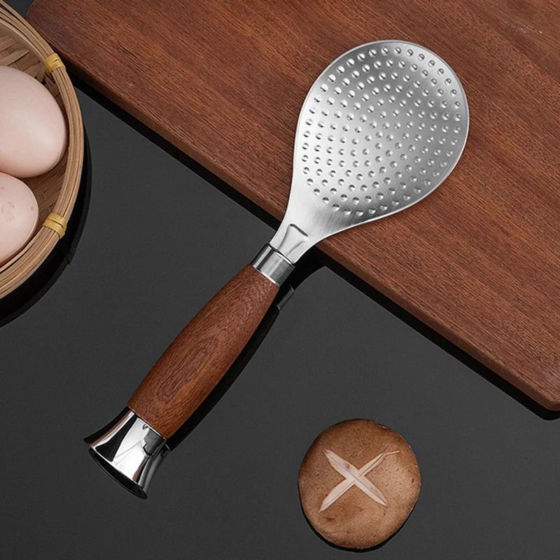 Japanese-style Non-stick Rice Spoon Thickened Wooden Handle Rice Scoop Standing Design Household Restaurant Kitchen Gadgets