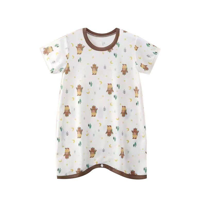 Baby Summer Thin Sleeping Bag, Children's Anti-Kick Sleeping Robe, Air-Conditioning Clothing, Baby Ice Silk One-Piece Crawling Suit, Pajamas