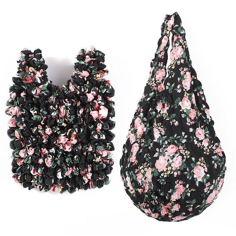 New Flower Folding Handheld Environmentally Friendly Large Capacity Household Portable Shopping Bag with High Elasticity Magic Stretch Bubble