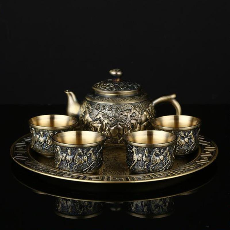 Серебряный чайный набор, бытовая высококачественная чашка для чая Гунфу, ретро поднос для чайника, чайный набор, практичные подарки