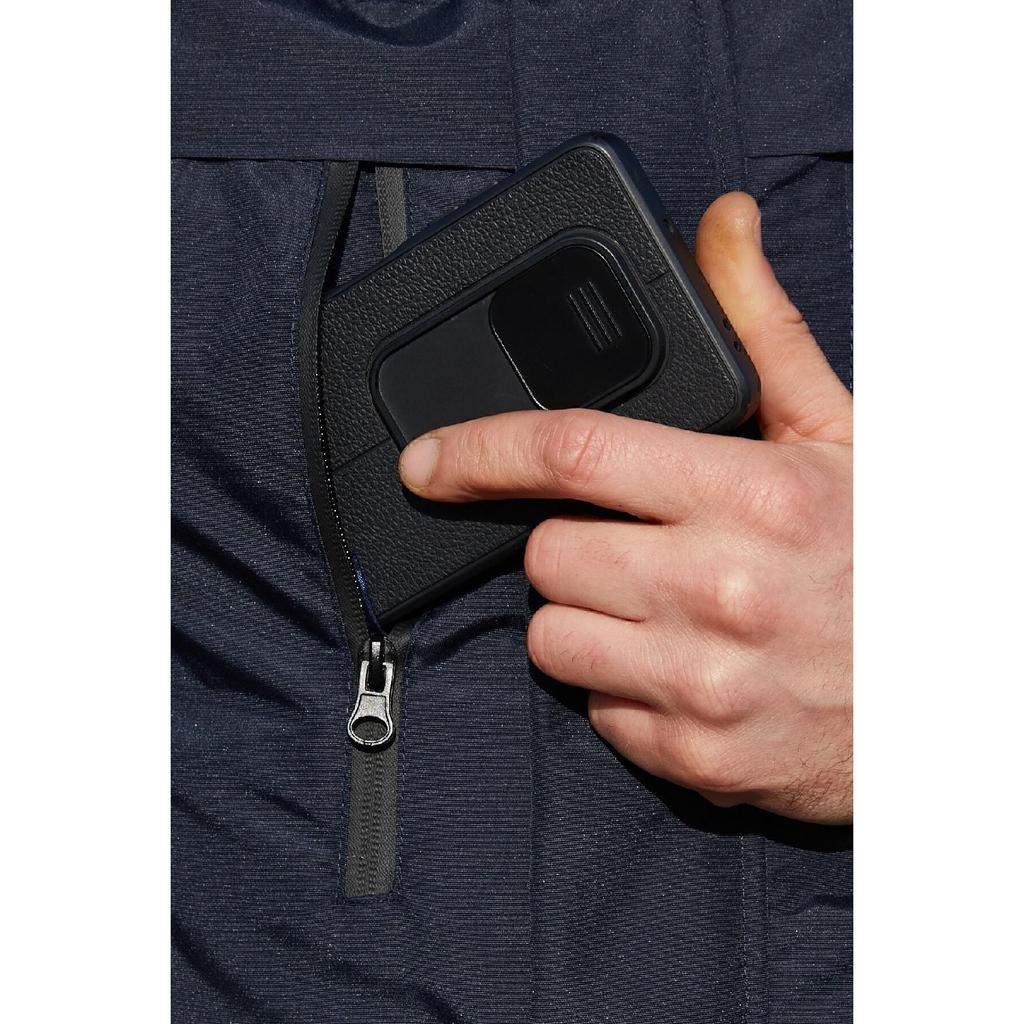 Мужское черное флисовое зимнее пальто с водо- и ветрозащитным капюшоном