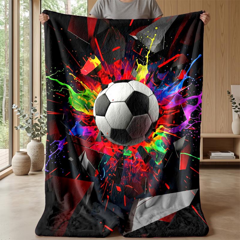 Soccer Ball Energy Burst Theme blanket Lightweight Warm Flannel Blanket Decorative Throw Blanket for Home Decoration