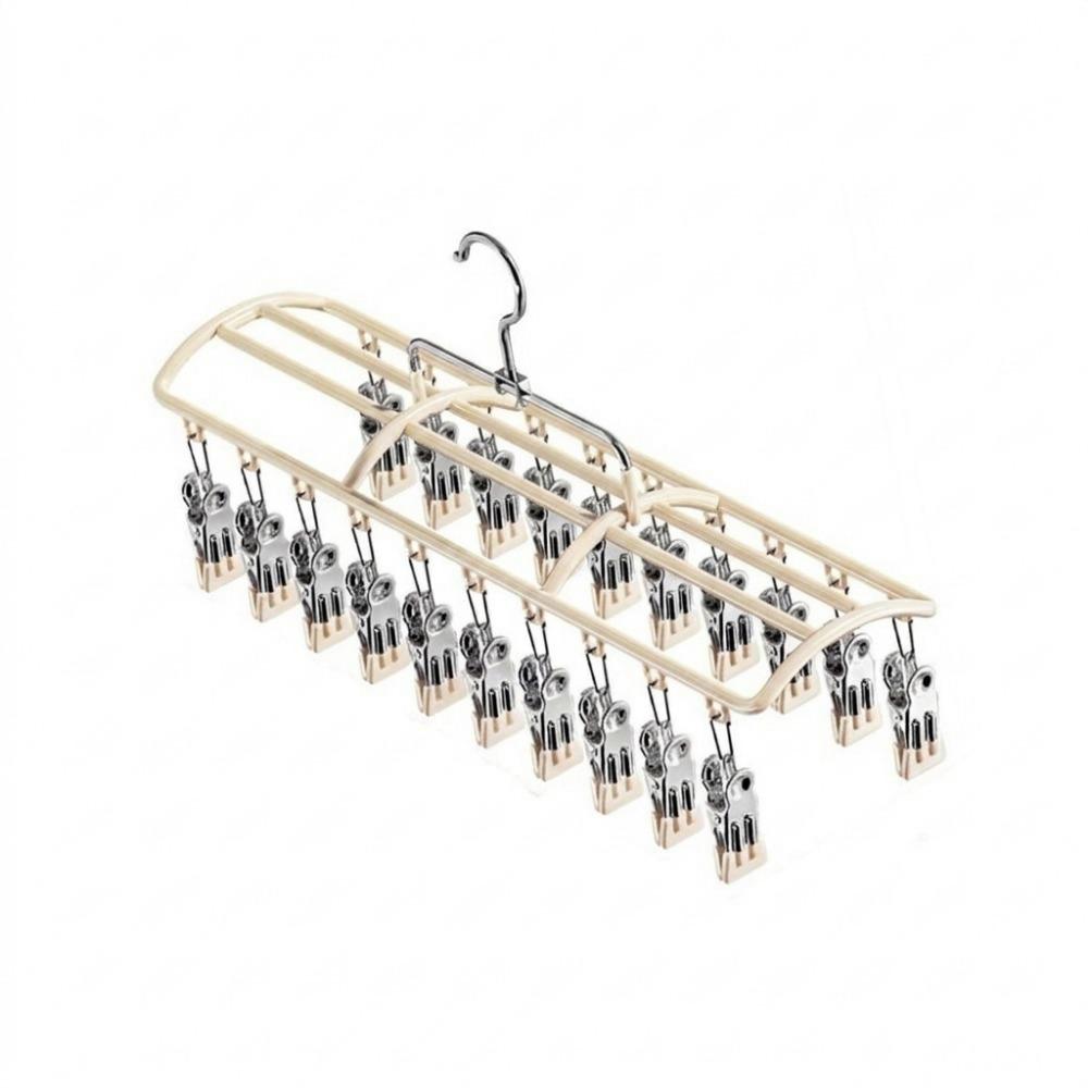 Stainless Steel 20 Clips Sock Drying Rack Non-slip Unmarked Underwear Drying Rack  Indoor