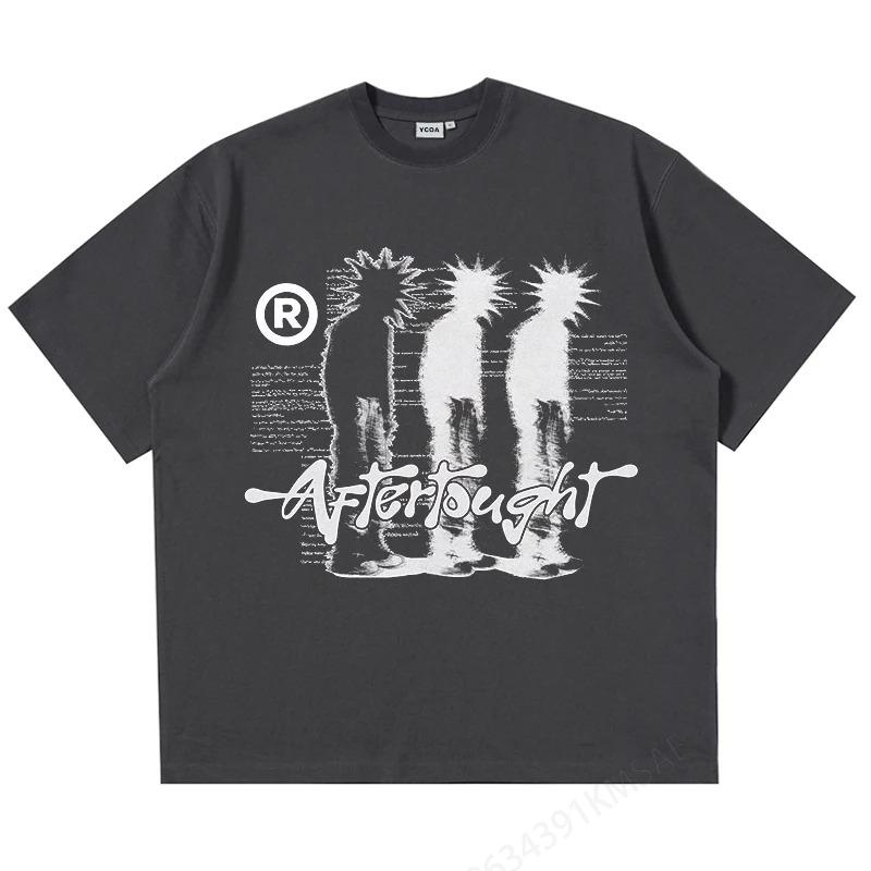 Men Tshirt Cotton Oversized Graphic Print Shadow Y2k Streetwear Short Sleeve Tee Hip Hop Haraju