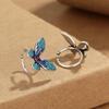 Синие серьги-клипсы в виде бабочек из перегородчатой эмали для женщин, элегантные легкие модные аксессуары