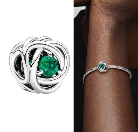 Медные twelve month birthstone сердце вечность шармы бусины кулон подходят к оригинальному браслету для женщин тонкие ювелирные изделия