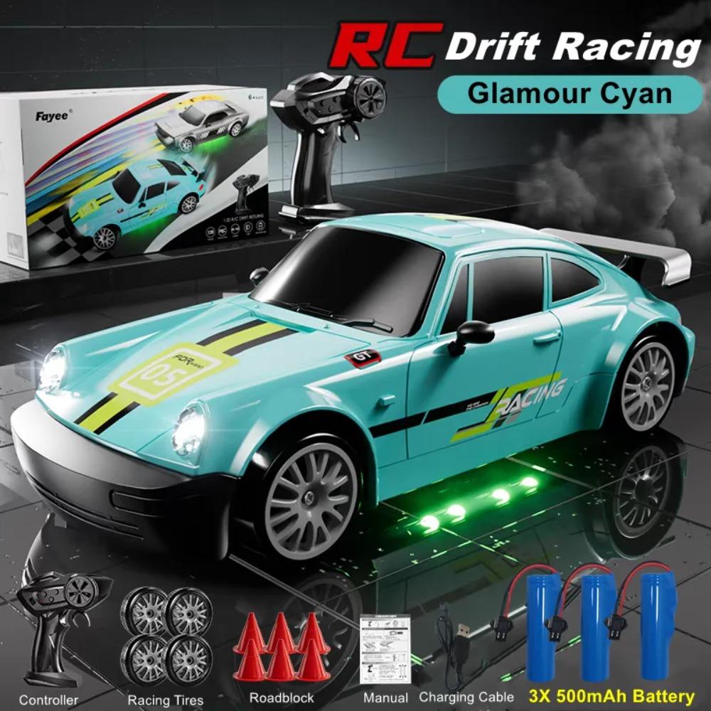 Автомобиль с дистанционным управлением RC Drift Car 2,4 ГГц 1:20 4WD Высокоскоростной автомобиль 20 км/ч со светодиодными огнями Гоночная игрушка для детей Детей Взрослых