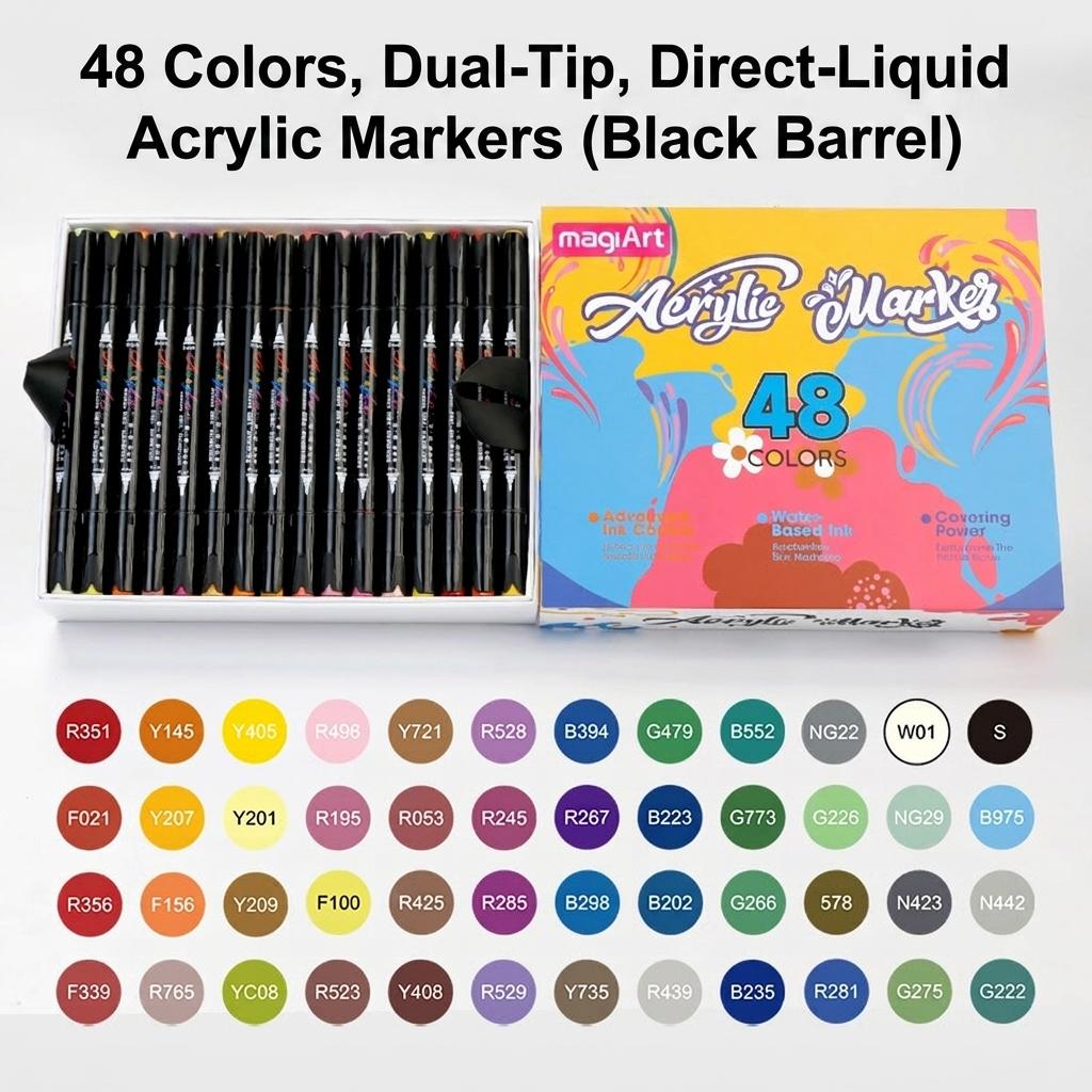 72 Color Dual-side Writing Double Head Direct Liquid Acrylic Non-Erasable Marker Pen Set Stackable Art Special Drawing Pen