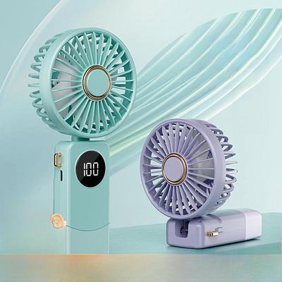 Портативный мини-вентилятор с зарядкой через USB, складной конструкцией, цифровым дисплеем, идеально подходит для студентов, общежитий или в качестве подарка за границу.