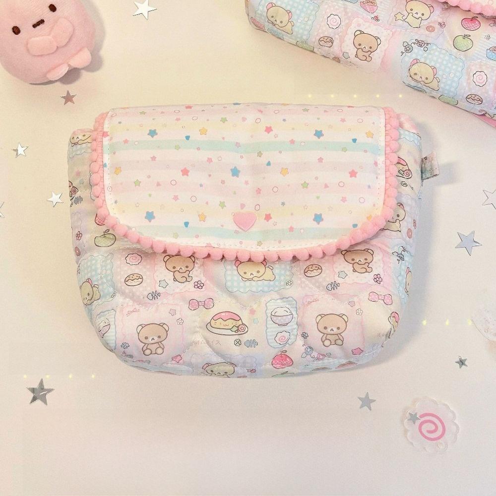 Quilted Design Pencil Case Large Capacity Pen Bag Kawaii Makeup Bag Office Use
