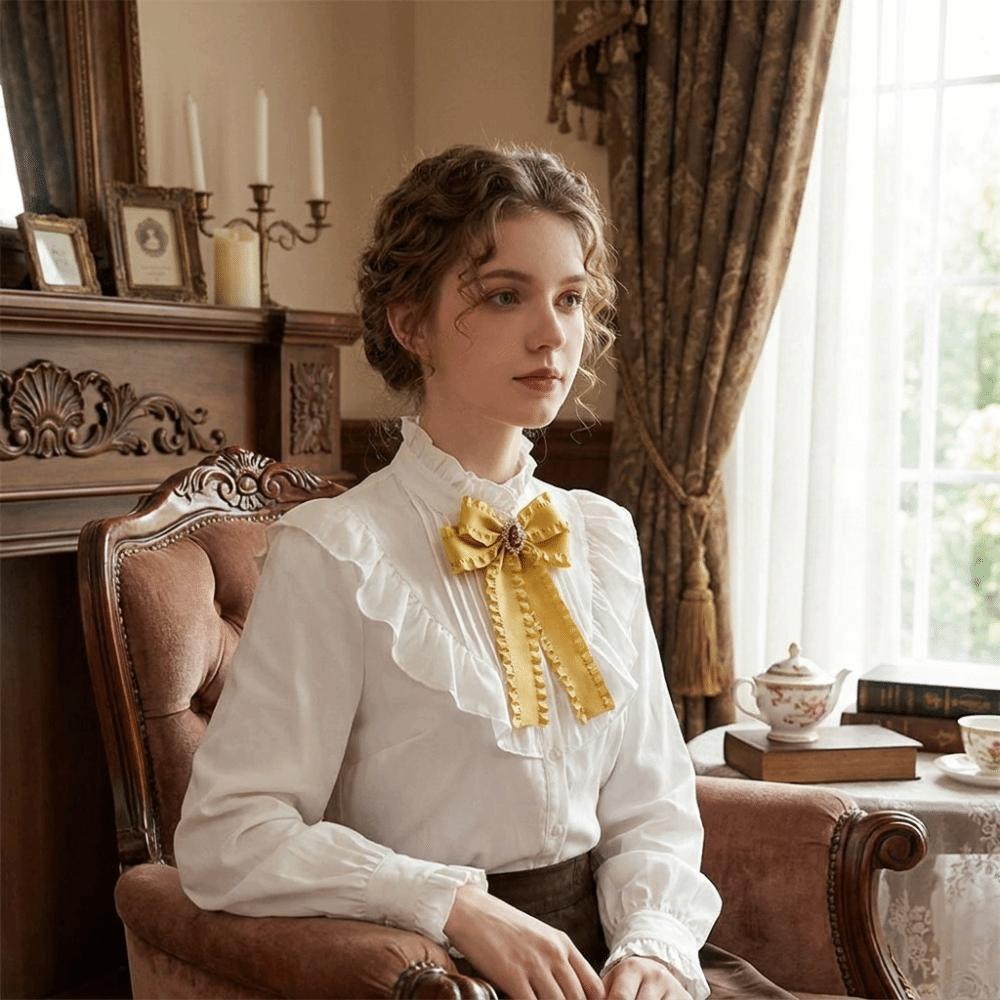 Fabric Bow Tie Detachable Bowknot Brooches Elegant Necktie Shirt Collar Pin  Unisex