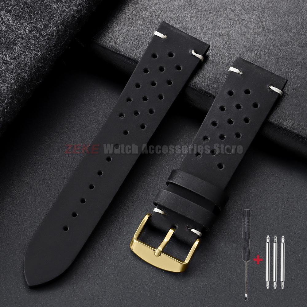 Watchband 18mm 19mm 20mm 21mm 22mm 24mm Handmade Stitching Cowhide Strap for Omega Men Perforated Breathable Wristband for Seiko