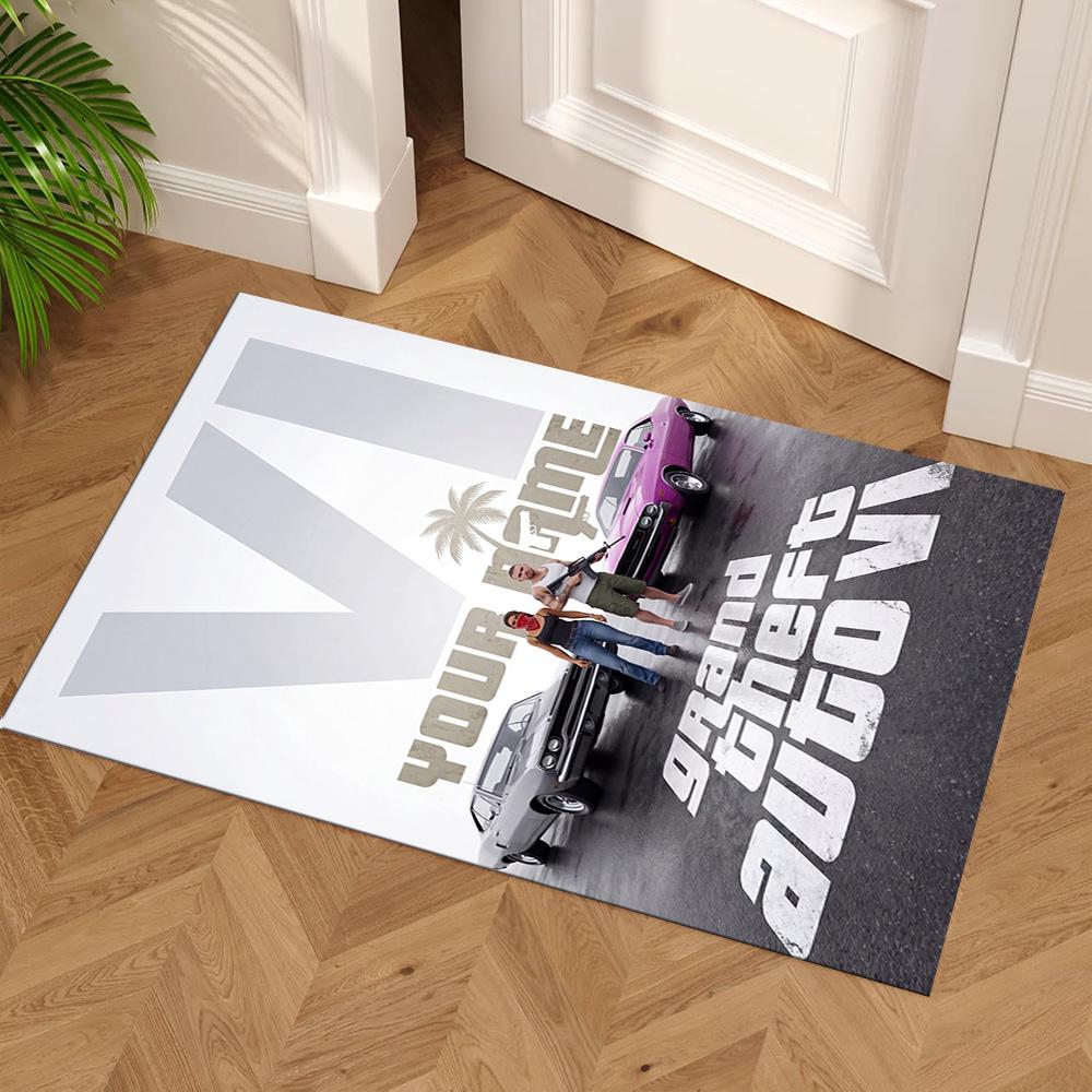 Grand Theft Auto Personalized Name Floor Mat Suitable for Playrooms Dining Room Kitchen Foyer Anti-slip Rug Office home decor Gift for Festivals