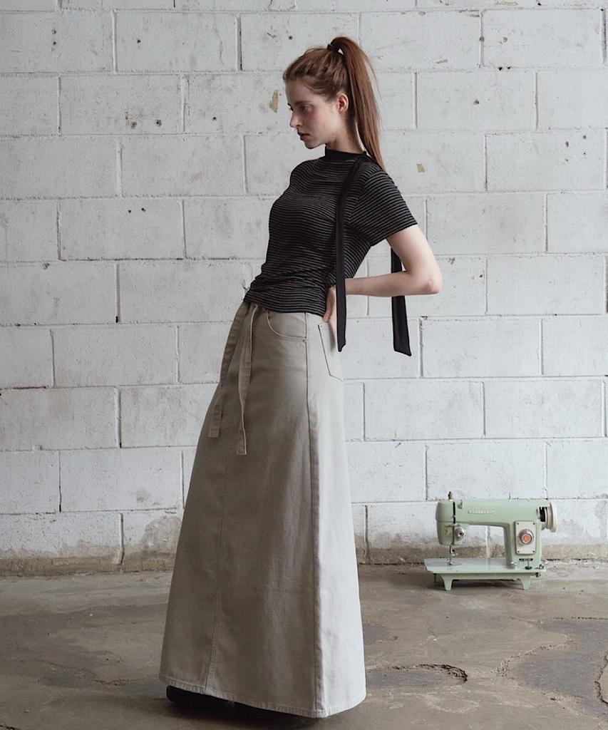 Apoem Canvas Belted Long Skirt (2C)