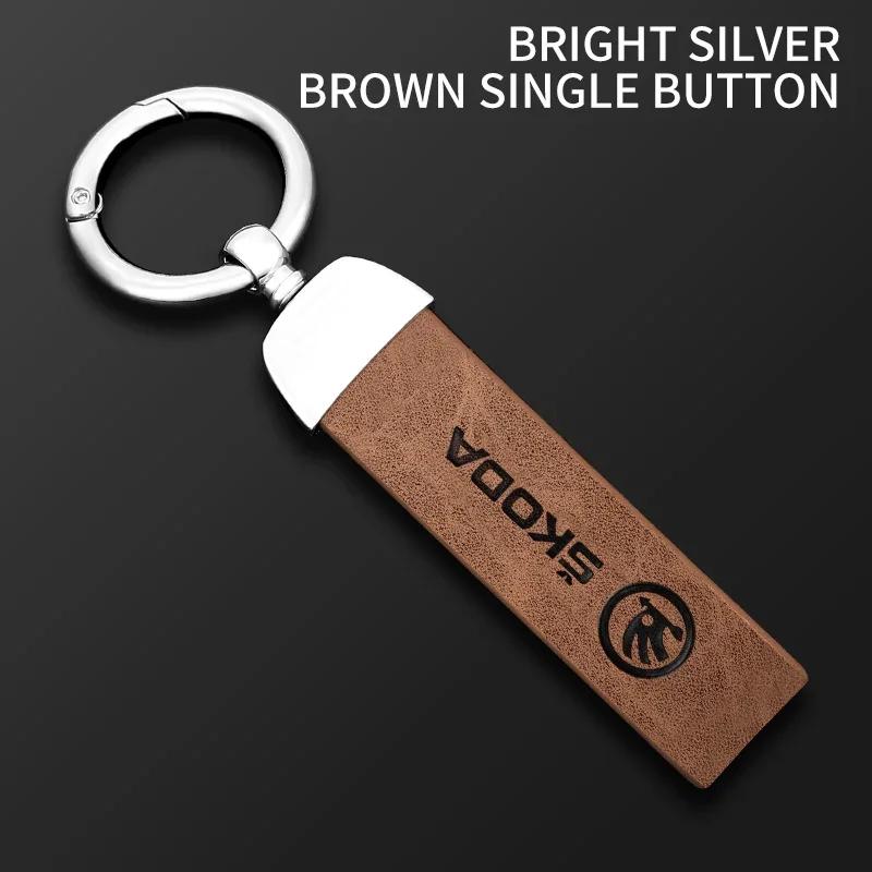 Car Sticker Car Logo Keychain Key Ring Chain Pendant Gifts For Skoda Octavia Rapid Fabia Superb Kodiaq Scala Karoq Kamiq Styling