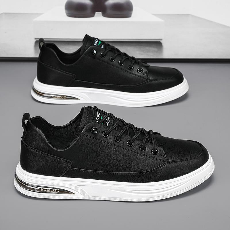 Модные мужские туфли для отдыха на природе, черные кожаные повседневные туфли на плоской подошве, скейтборд, мужские кроссовки для отдыха на улице