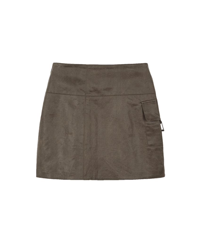Iligo Suede Biker Mini Skirt Brown