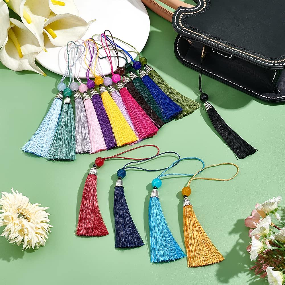PandaHall 17 34 Pieces Tassel Fringe Chinese Knot Handmade Car and Other Handmade Colors, Charms, Materials, Curtains, Keychains, Charms, Graduations,
