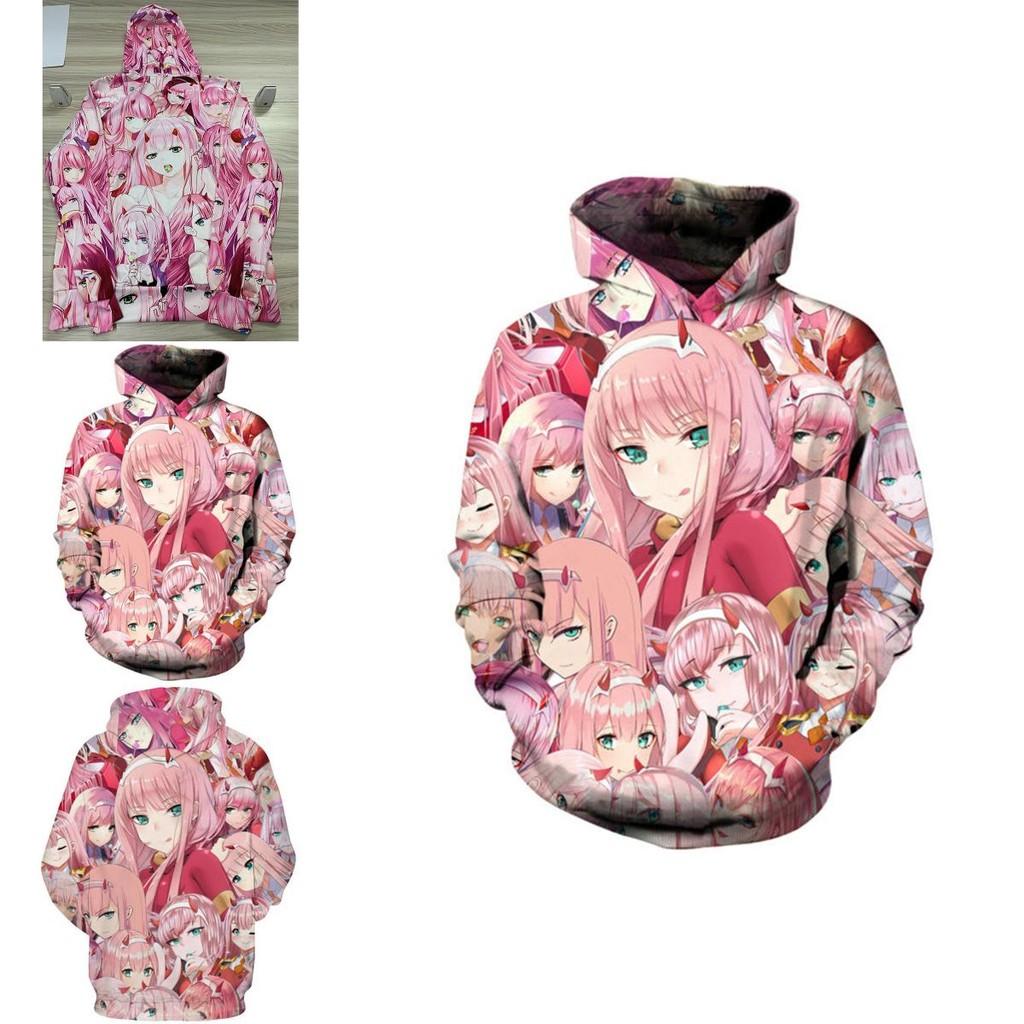 Уютное и стильное аниме худи унисекс с рисунком Zero Two из Darling In The Franxx