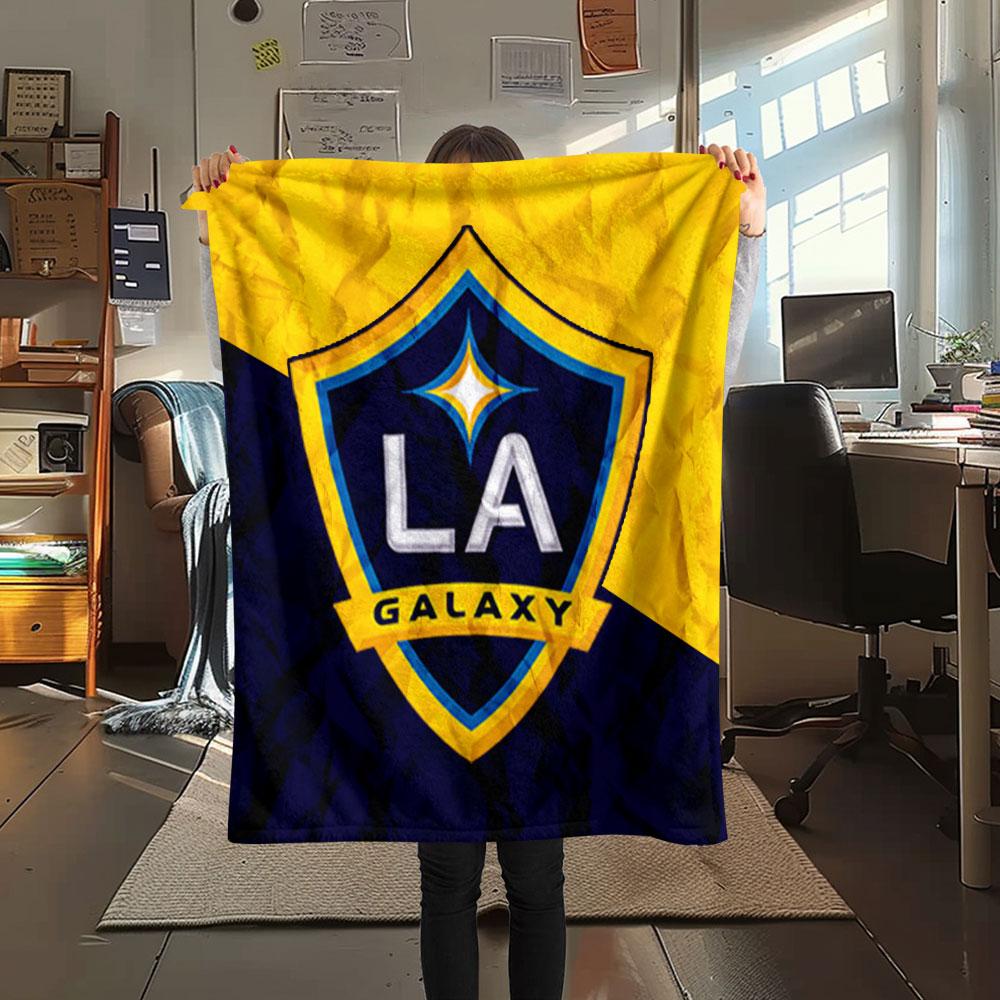 LA Galaxy Printed Flannel Blanket, soft throw for bedroom sofa, washable,soccer fan merchandise, great gift.