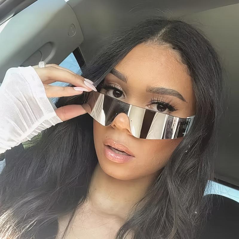 1 шт. Модные женские очки Будущее Геометрический Многоугольник Киберпанк Уличный Стиль Безободковые Декоративные Очки