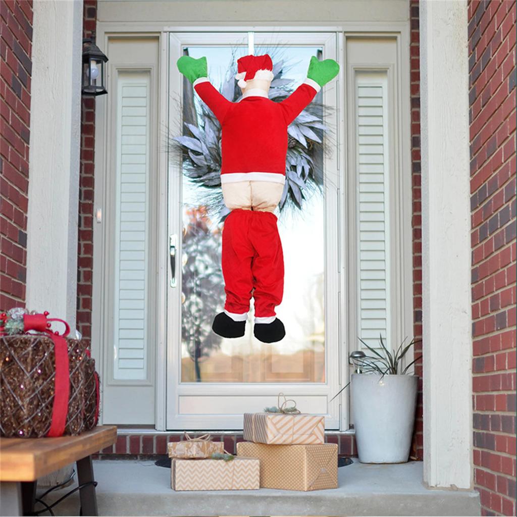 Рождественский висячий костюм Санты с крыши водосточной трубы Наружное украшение Большой 170 см 5,57 фута
