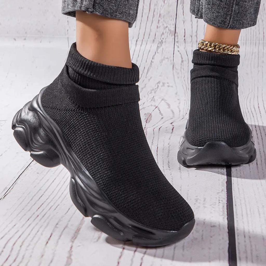 Sneakers Fitness Sports Casual Shoes Running Shoes High-top Slip-on Casual Women's Shoes Are Fashionable and Lightweight Height-increasing Shoes