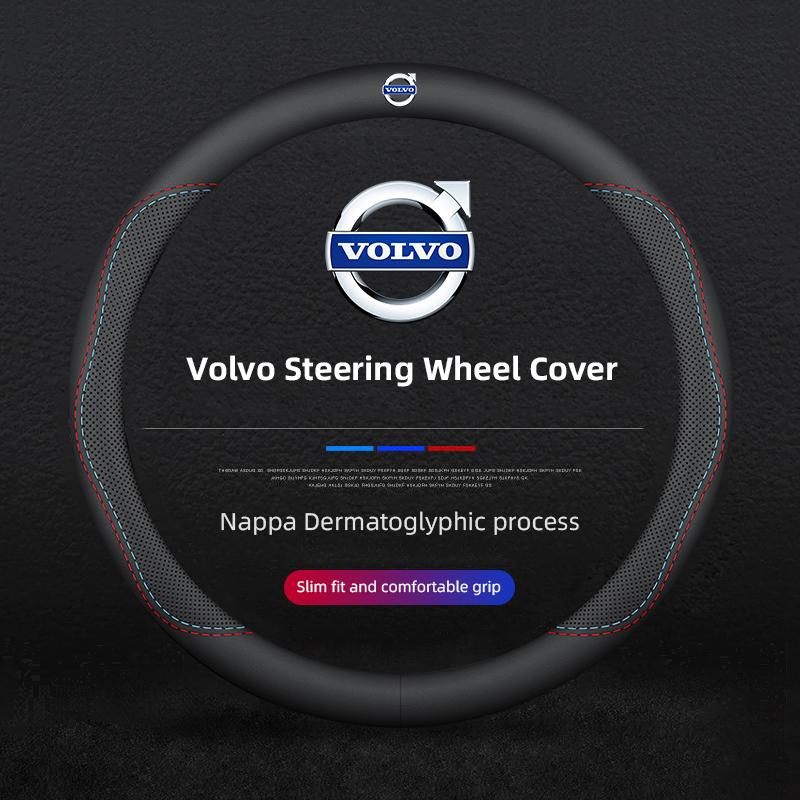 Car Leather Steering Wheel Cover Breathable Non Slip Protect Hood For Volvo Xc60 Xc90 V40 V60 S60 V50 V90 S80 C40 XC40 Rdesign